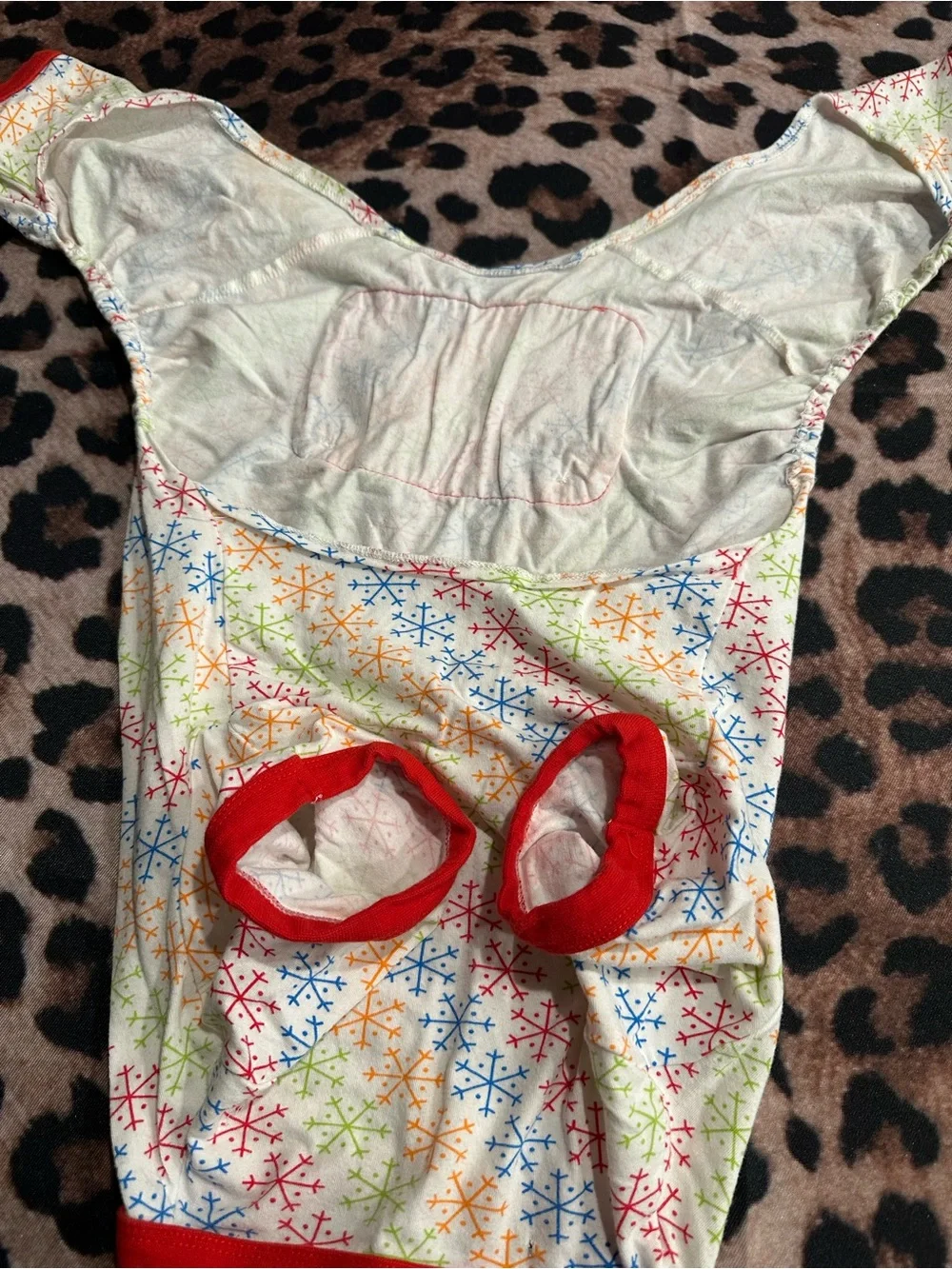 Festive Snowflake Dog pajamas with Red Santa Pocket